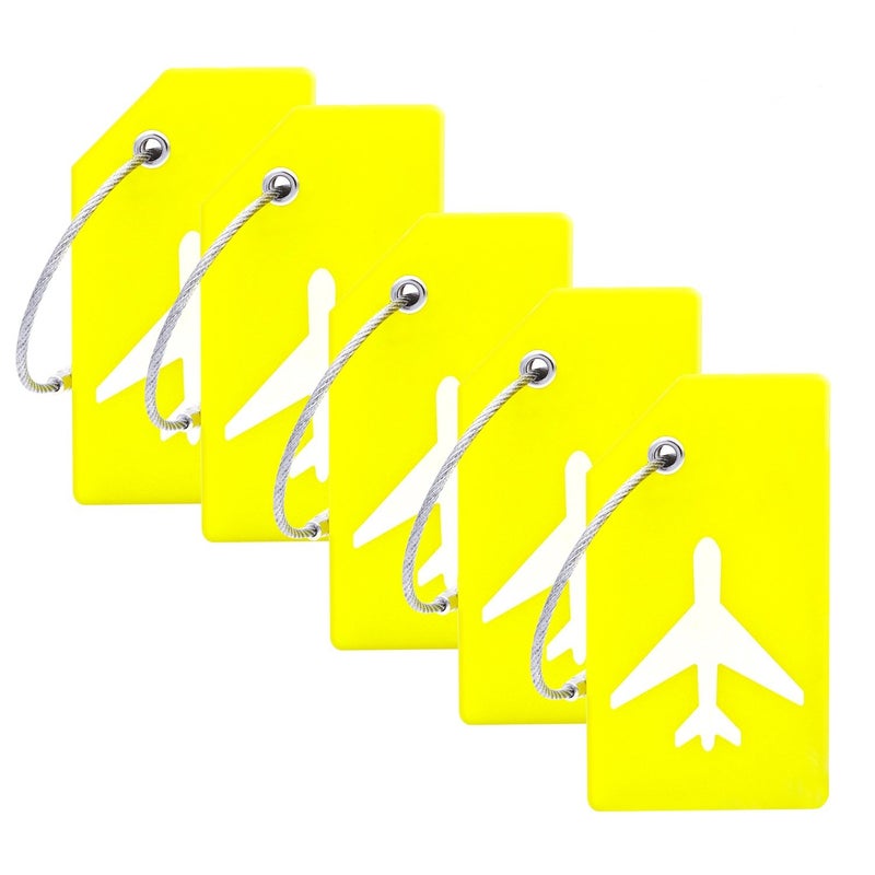 Ovener 5Pack Silicone Luggage Tag with Name ID Card Perfect to Quickly Spot Luggage Suitcase by Ovener (Yellow) - Image 1